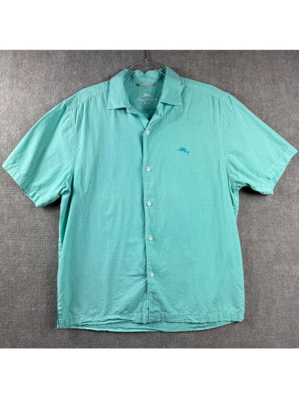 TOMMY BAHAMA Sea Glass Slub Cotton Button-Up Shirt Mens Medium Green Vacation